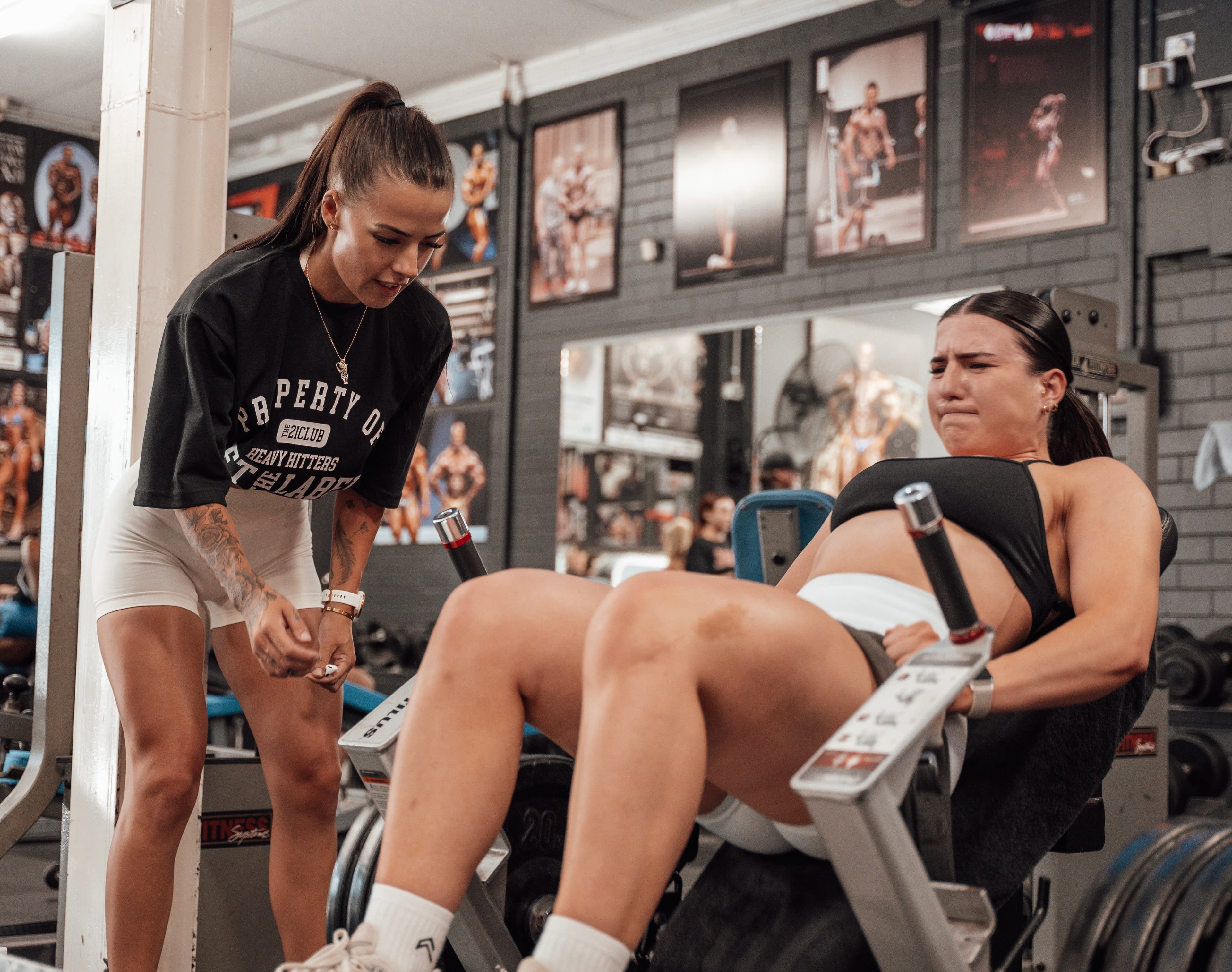 Samantha Hobley demonstrating squat technique at Doherty's Gym Perth