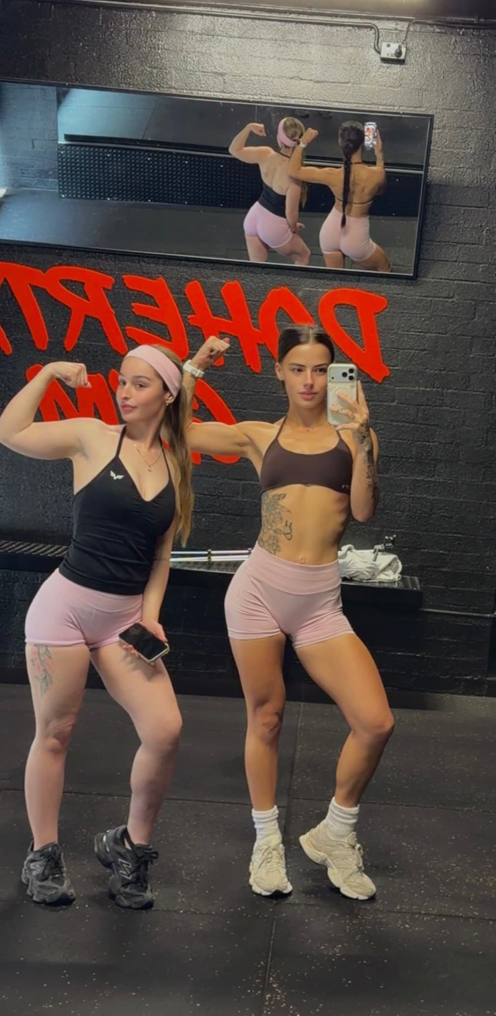 Samantha Hobley with client Bec at Doherty's Gym Perth, personal training session