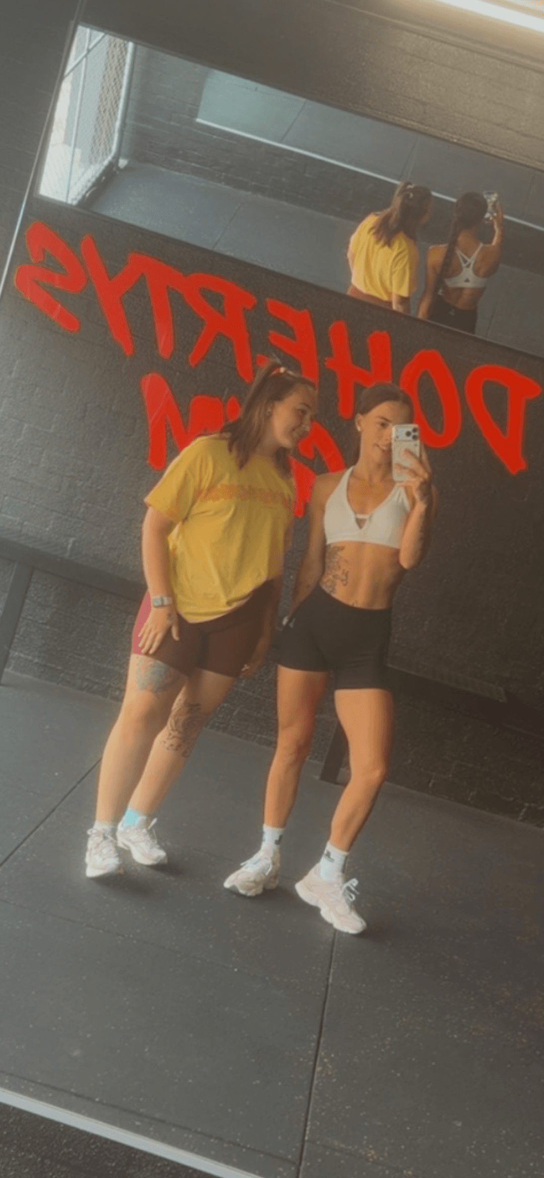 Samantha Hobley with client Georgia at Doherty's Gym Perth, women's personal training